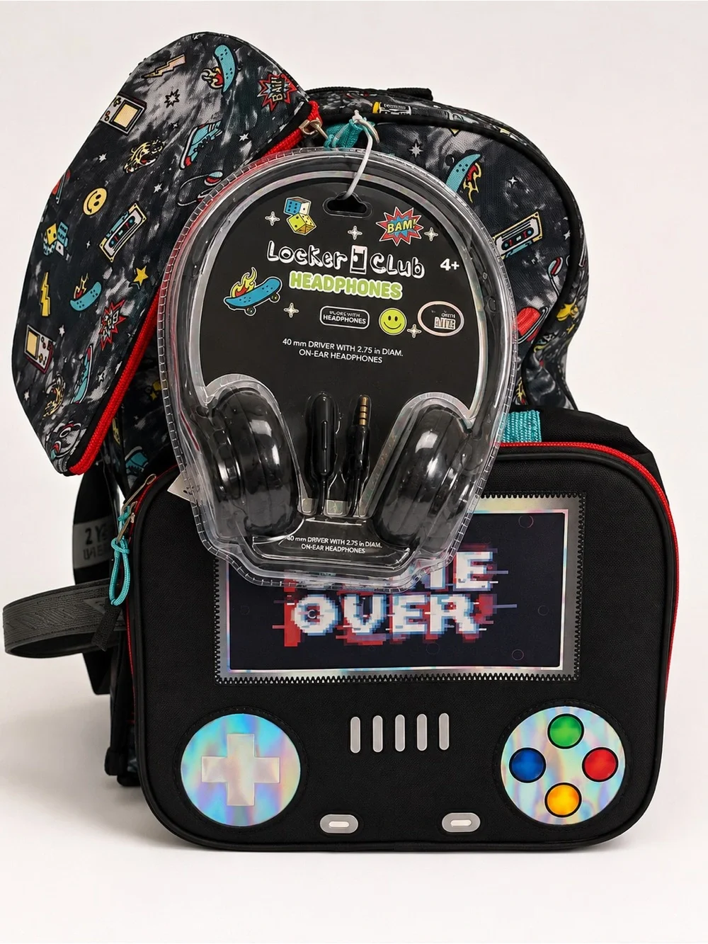 Brand new  gaming backpack with detachable lunchbox, earphones, and pencil cas
